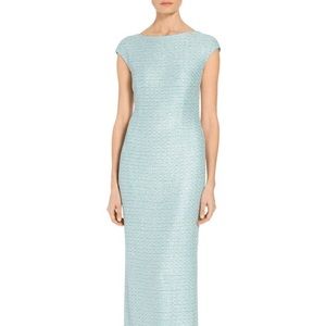 St John Glitter Sequin Knit Cap Sleeve Gown